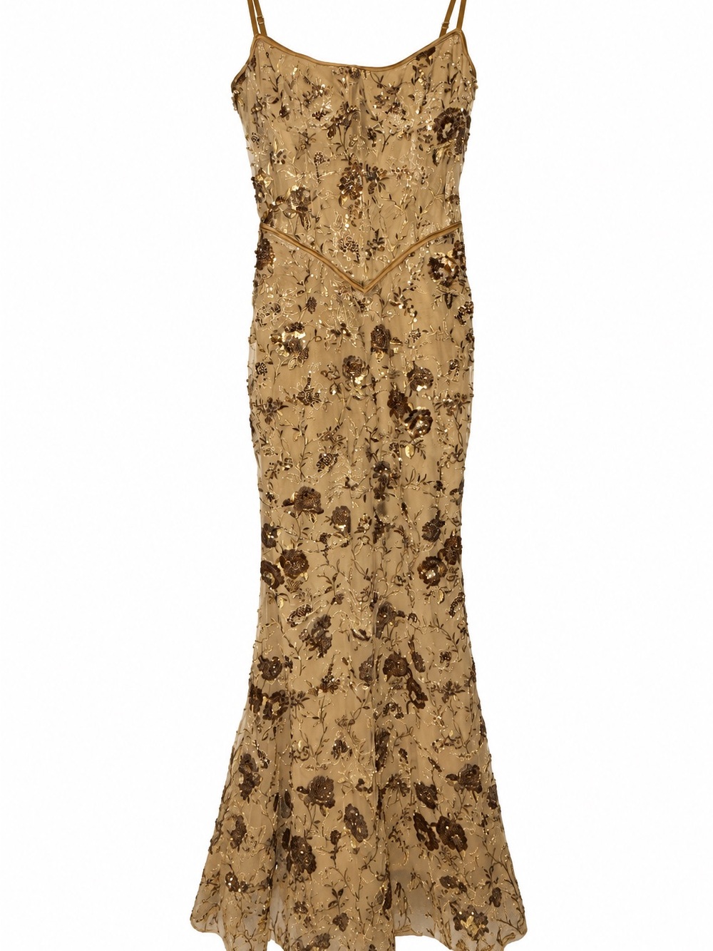 House of CB Gold Sequin Floral Evening Dress - Women's
